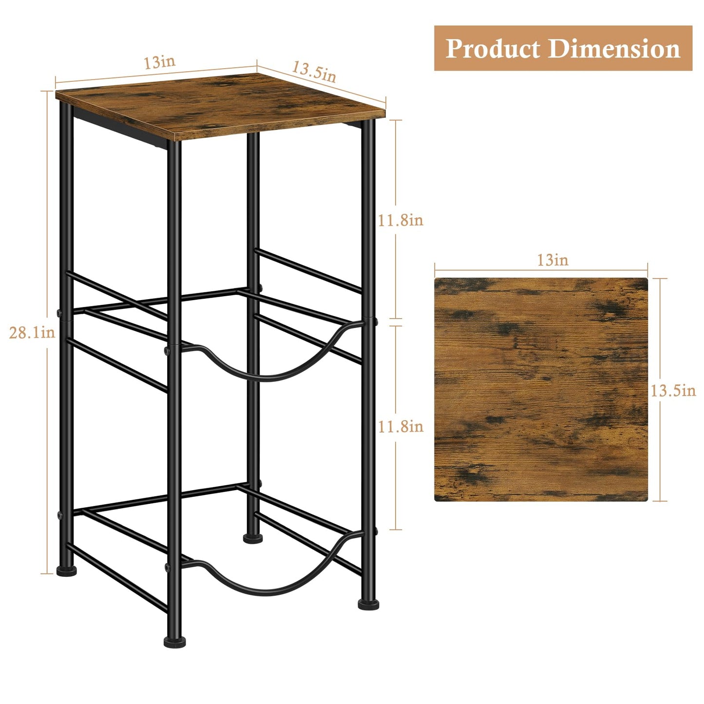 Water Jug Holder 5 Gallon Water Bottle Storage Rack Water Dispenser Stand with Top Shelf 5 gal water Jug Storage Rack for Kitchen, Dining Room, Office, Rustic Brown