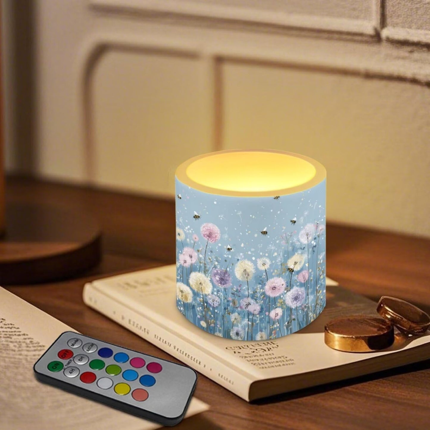 Merkmak Wild Flower Battery Operated Flameless Candles with Remote and Timer Flameless LED Pillar Candles for Camping, Banquet, Party, Home Decoration Tealights