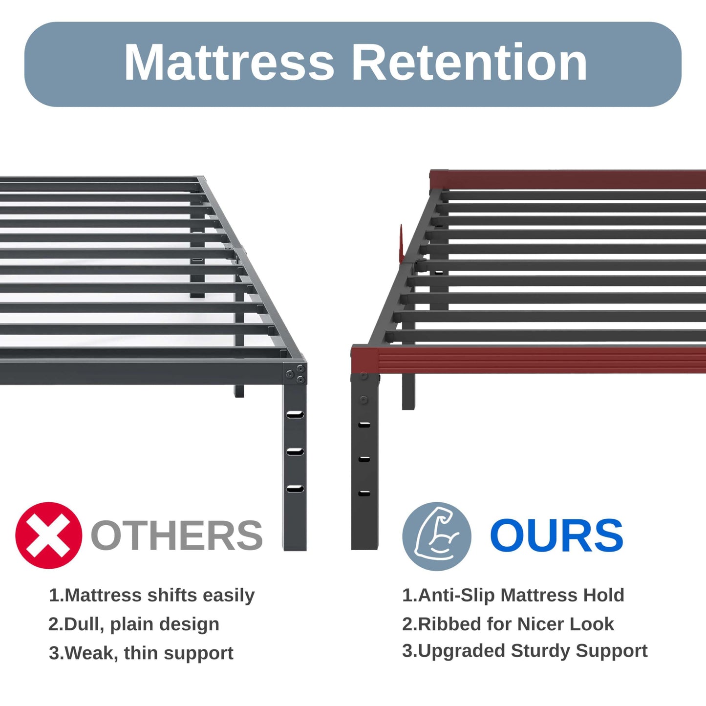 ZIYOO 14 Inch Metal Full Bed Frame Mattress Anti-Slip Design, No Box Spring Needed, Easy Assembly Noise-Free Tools Included, Ideal for Bedrooms, Guest Rooms, Dorms, Hotels & B&Bs