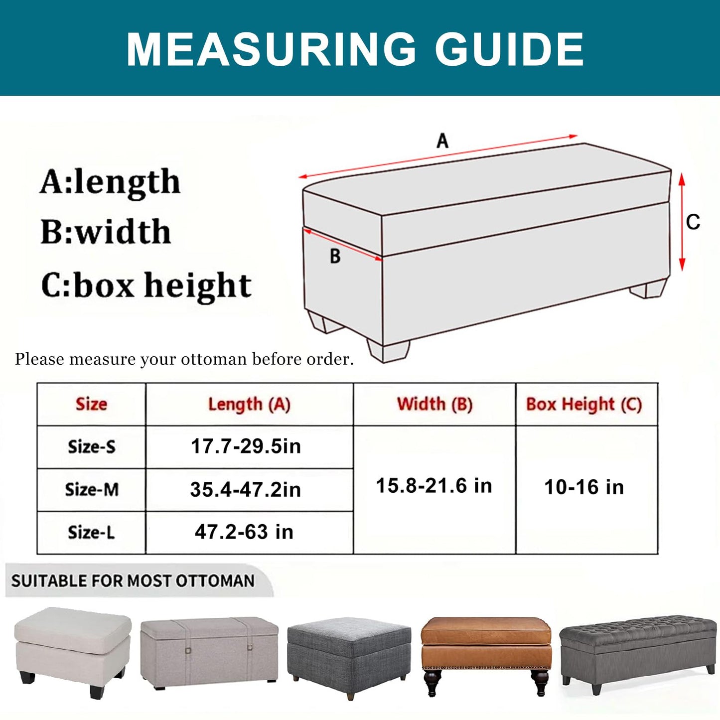 KRFOONN Rectangle Ottoman Covers Stretch Folding Storage Ottoman Bench Cover Printed Storage Footstool Covers Footrest Stool Slipcover Furniture Protector for Living Room Bedroom Bench (Small, 15)