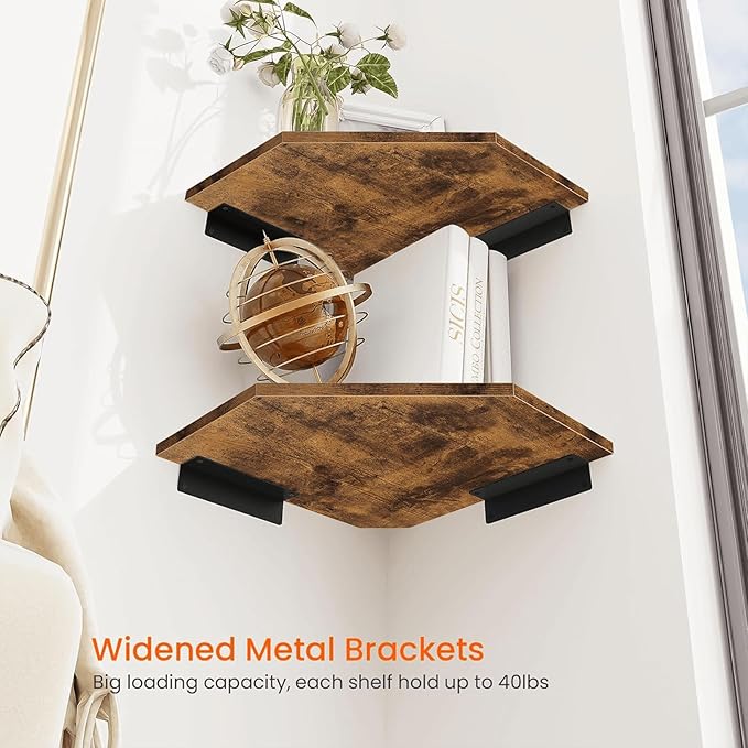 Homode Corner Shelf Wall Mount, Cable Box, Game Console, Storage