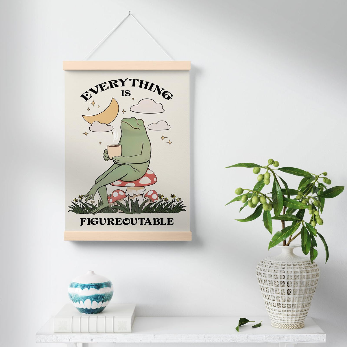 PaJiaNi Everything is Figureoutable Office Decor,Mental Health Inspirational Wall Art,Frog Motivational Wall Decor,Positive Affirmations Poster For Classroom Bedroom Dorm,12x16Inch