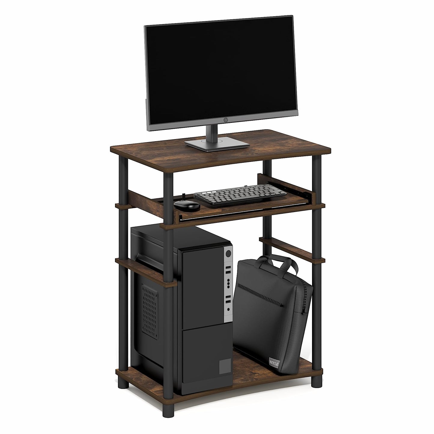 Furinno Home Desk, 23.6 Wide Gaming Desk with Keyboard Tray, Open Shelf Laptop Notebook Computer Desk, Office Desk for Home Office, Study Room, Dorm, Bedroom, Amber Pine