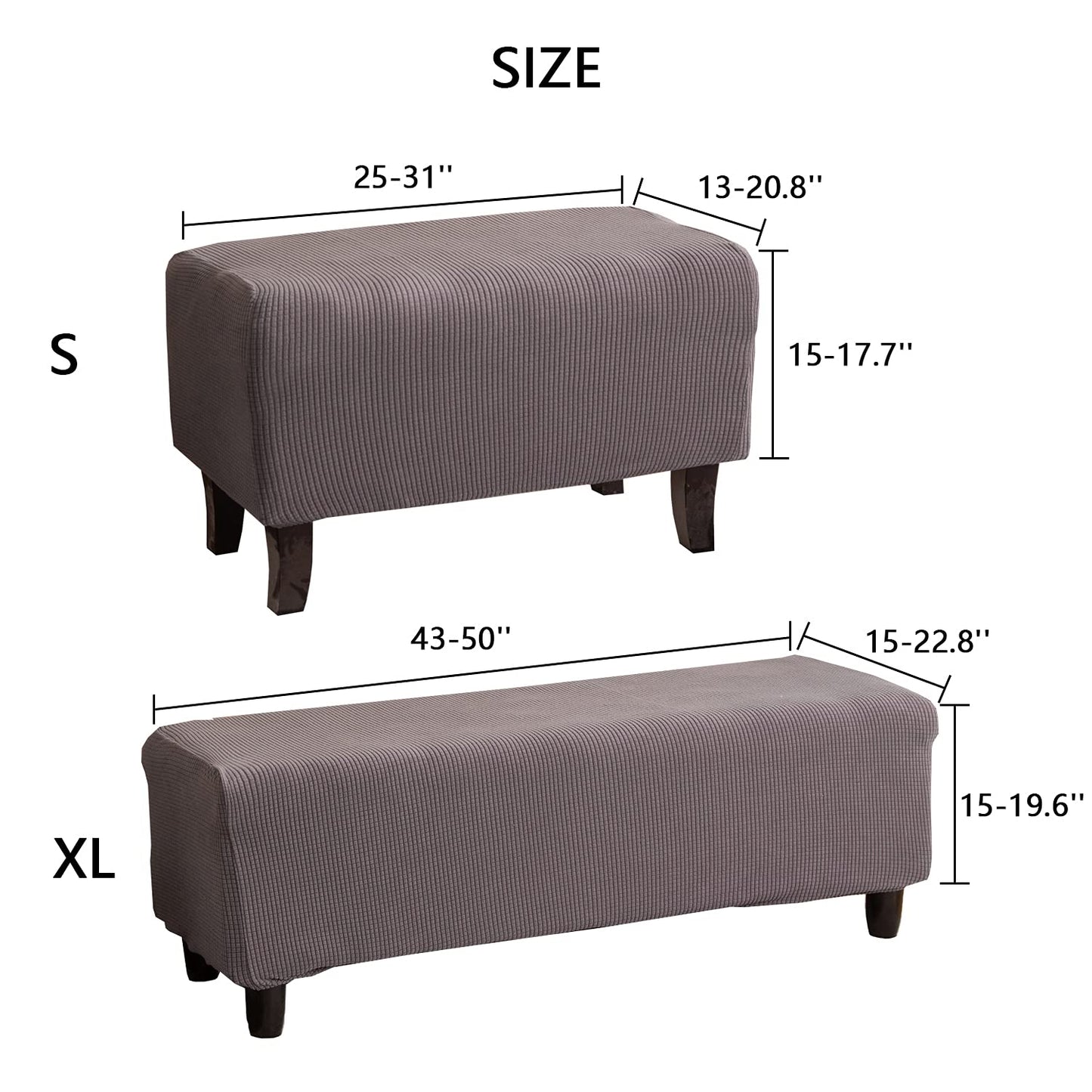Cornasee Stretch Ottoman Cover Rectangle,Footstool Slipcover Storage Stool Furniture Protector Modern Style (Black,Small)