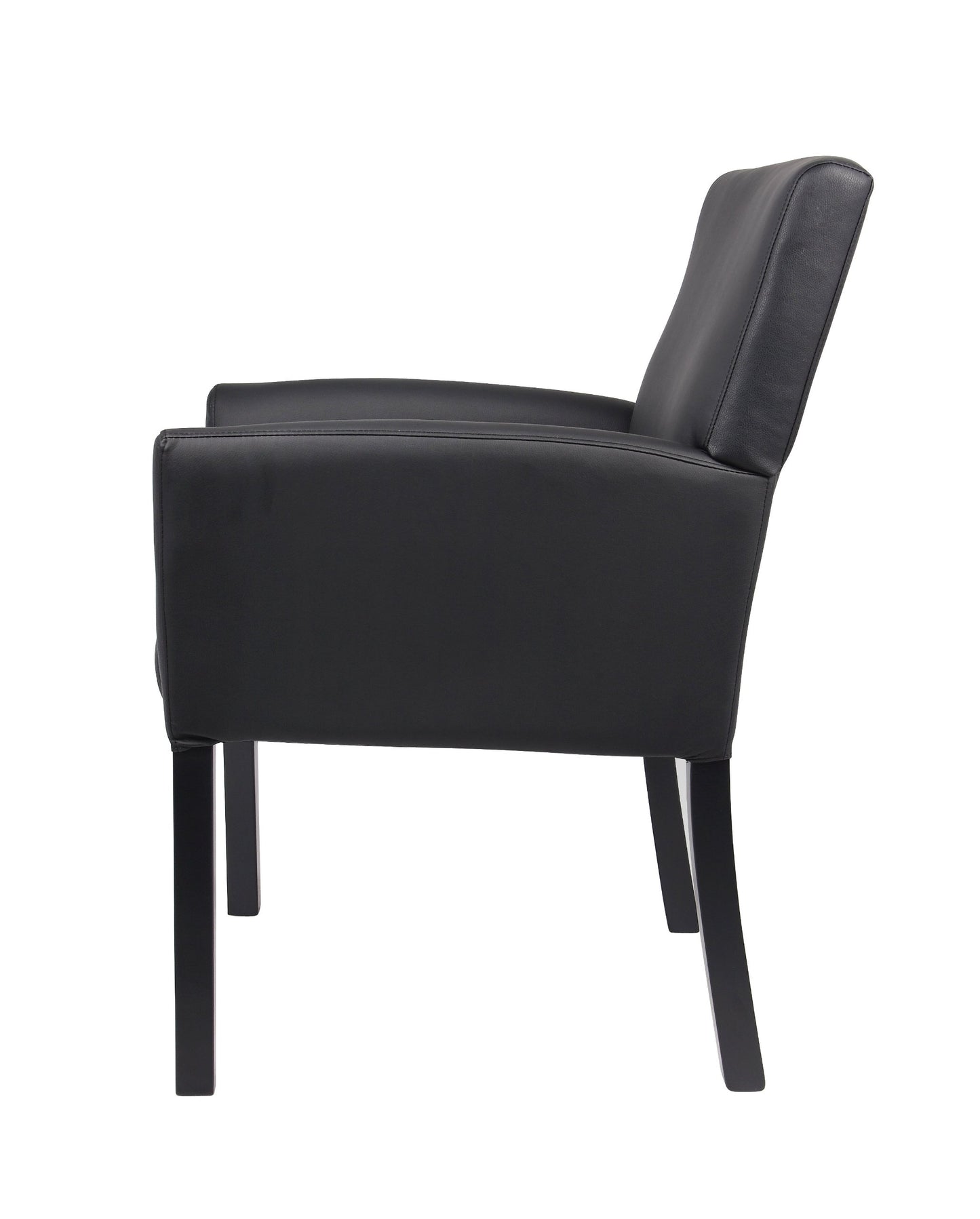 Boss Office Products Executive Box Arm Chair with Mahogany Finish in Black, 25.5" D x 24.5" W x 35.5" H