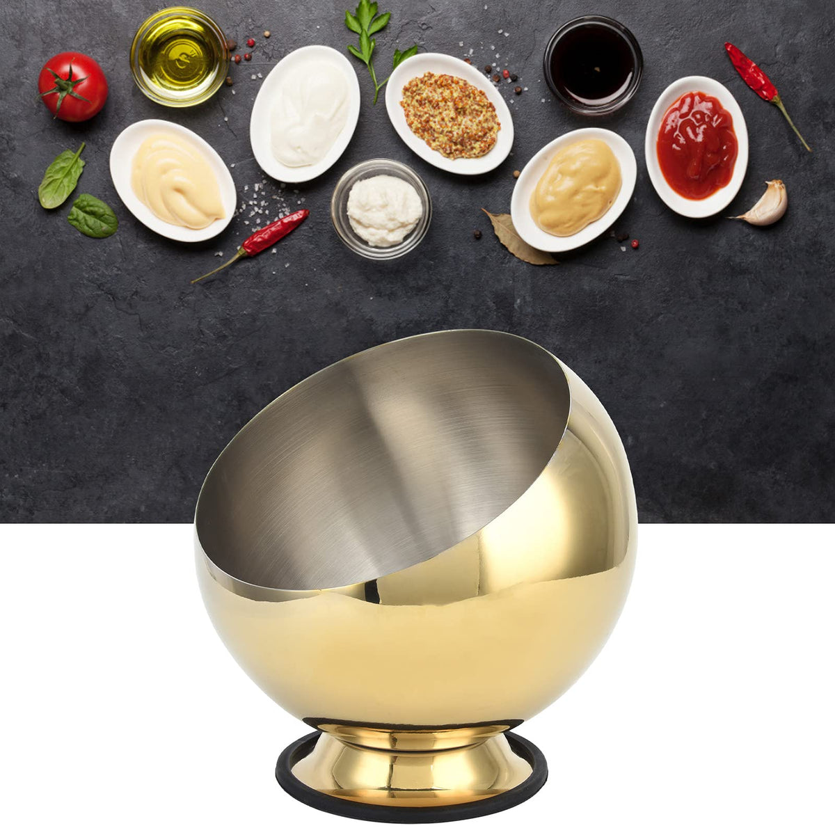 Tomotato Stainless Steel Sugar Bowl, Oblique Mouth Sugar Bowl Sugar Cube Holder, Candy Jar Cookies Mints Holder Bowl, Hot Pot Restaurant Seasoning Jar Condiment Pot for Home Kitchen Coffee Bar (M)