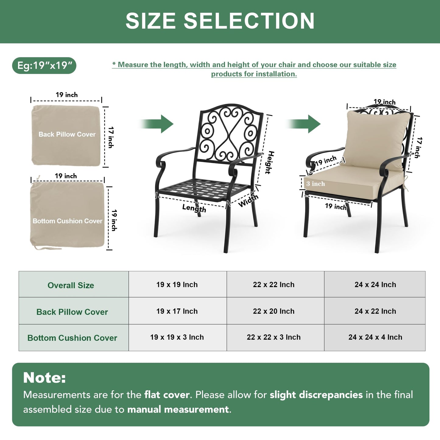 Summsun Outdoor Chair Cushions Set of 4, Waterproof Backrest and Deep Seat Cushion Set for Patio Furniture, Outdoor Sofa Replacement Cushions with Removable Cover, 24 x 24 Inch, Cream