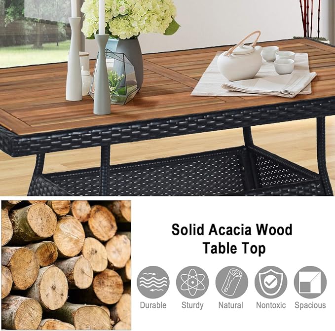 Tangkula 5 Piece Wicker Patio Dining Set, Outdoor Rattan Table & Chairs Set