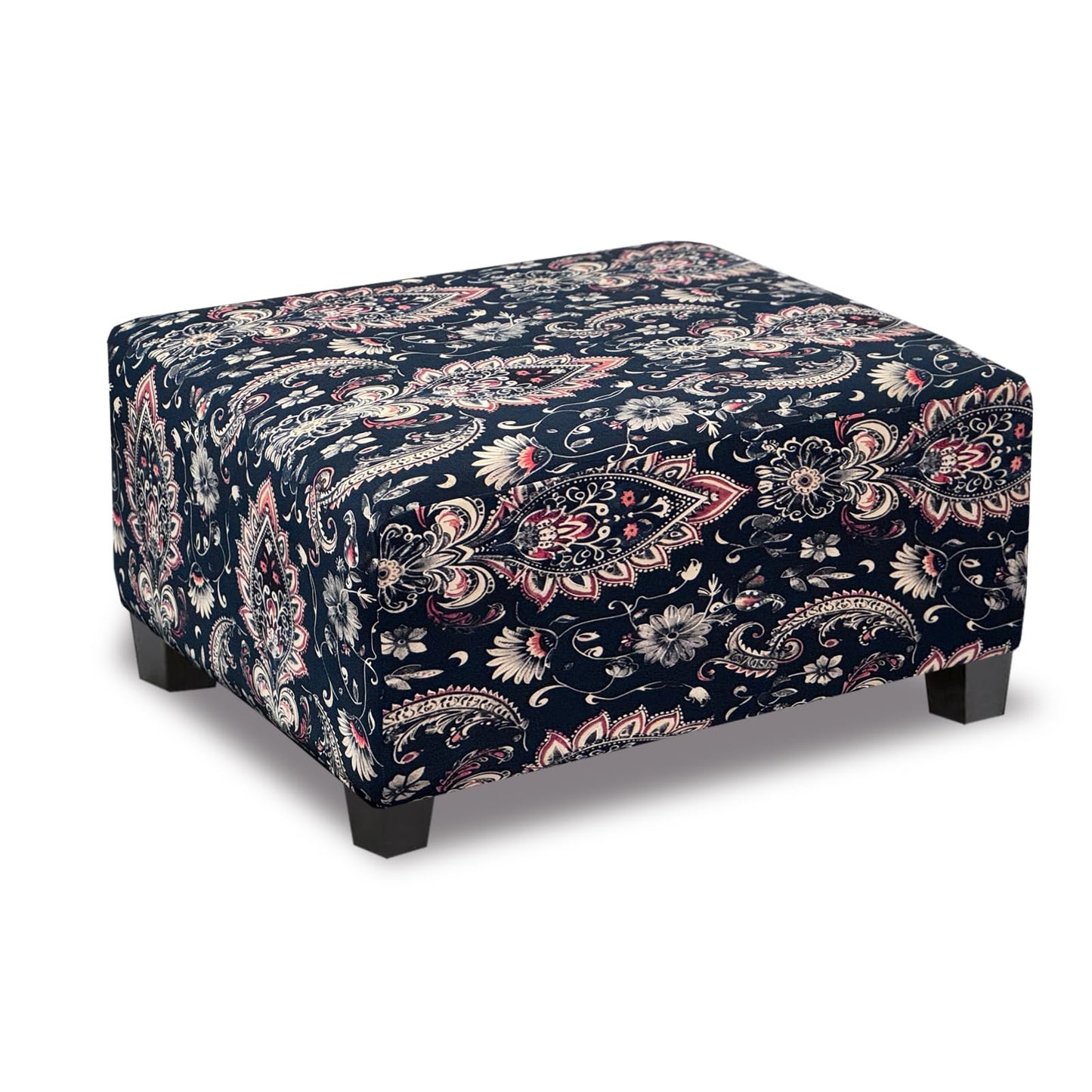 TOPHMDECOR Ottoman Cover Rectangle Printed,Stretch Footstool Slipcover with Elastic Bottom,Soft Fabric Protector for Rectangular Ottoman in Living Room or Bedroom,Medium,Flower G