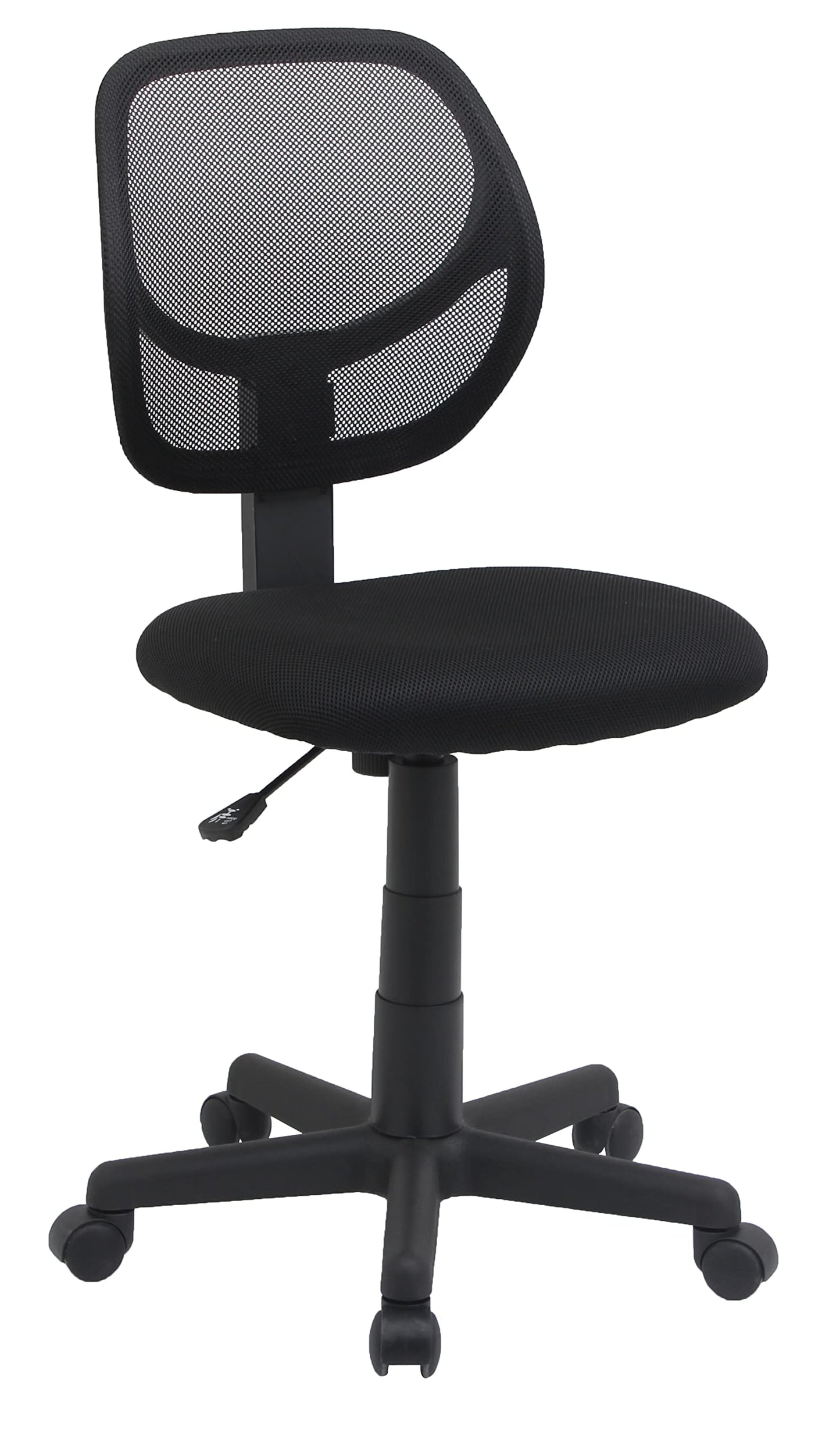 Amazon Basics Low Back Office Chair, Breathable Mesh, Height Adjustable, Padded Seat, Rolling Wheels, Swivel, Back Support, Sturdy, 21.25" D x 22.5" W x 38" H, Black