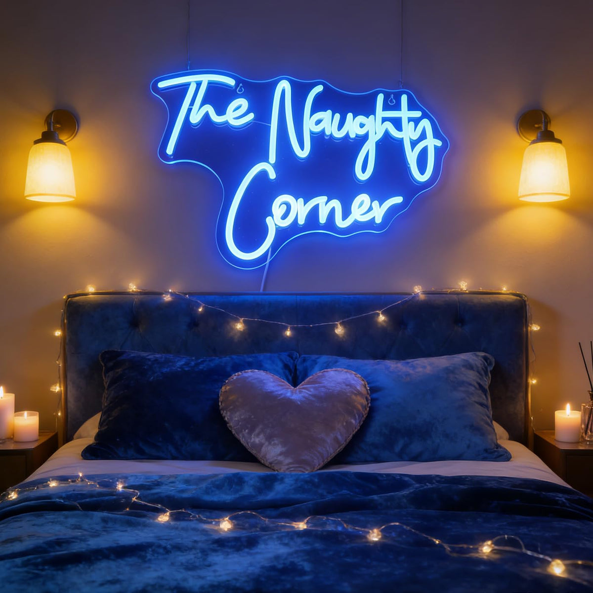 QiaoFei LED "The Naughty Corner" Neon Sign Word/Letters USB Powered Neon Lights for Girls Room Home Bar Art Wall Decor Party Window Living Room Decor Birthday Christmas' Gift(Blue)