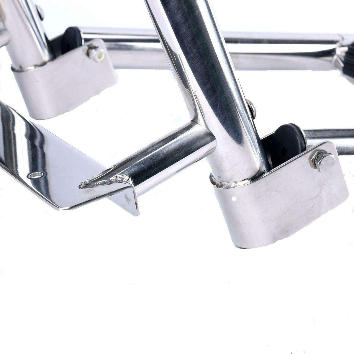 Amarine Made Boat Ladder 4 Steps Removable Premium Stainless Folding Rear Entry Pontoon Boat Ladder w/Extra Wide Step