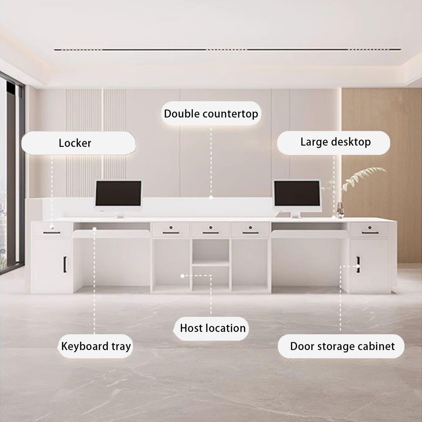 JQslycdmv Multifunctional Reception Counter with Drawers and Shelves - Ideal for Home, Office and Spa(Black - Left,220cm)