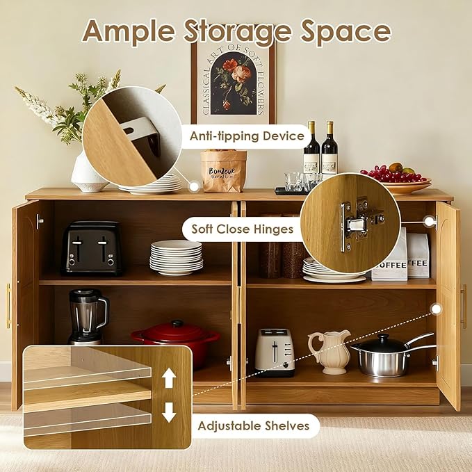 67'' Modern TV Stand for TVs up to 75'', Long Media Console