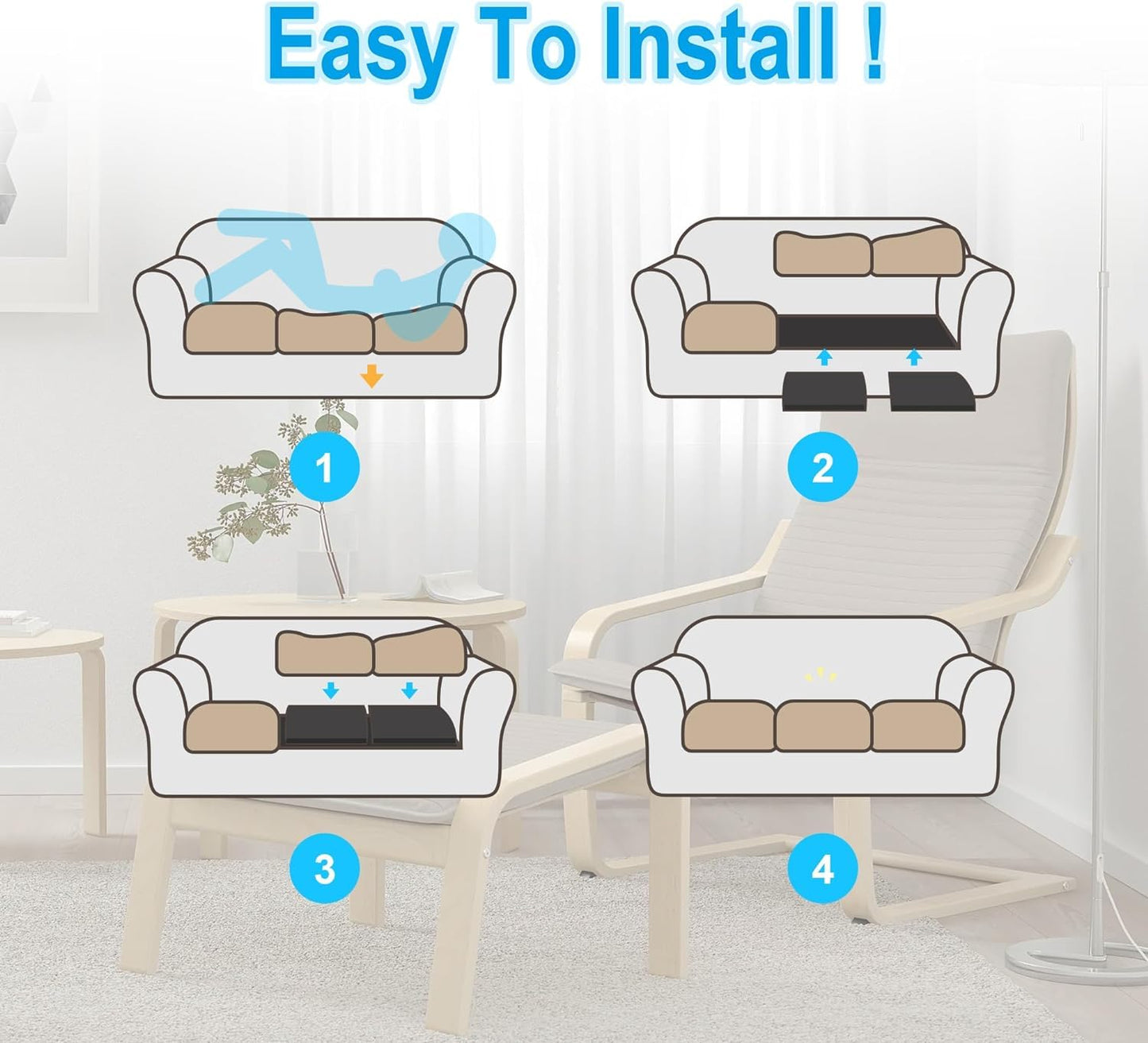 3 Pcs 20 x 20 Inch Furniture Seat Support - High-Density Foam Couch Sofa Cushion Support for Sofa Couch Loveseat Chair Sagging Sea
