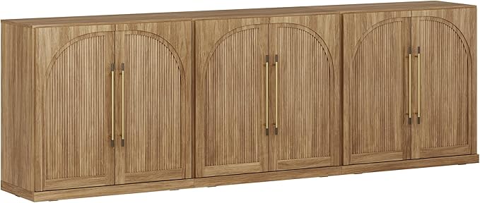 BELLEZE 3 Tier Bookshelf with Double-Arc Door