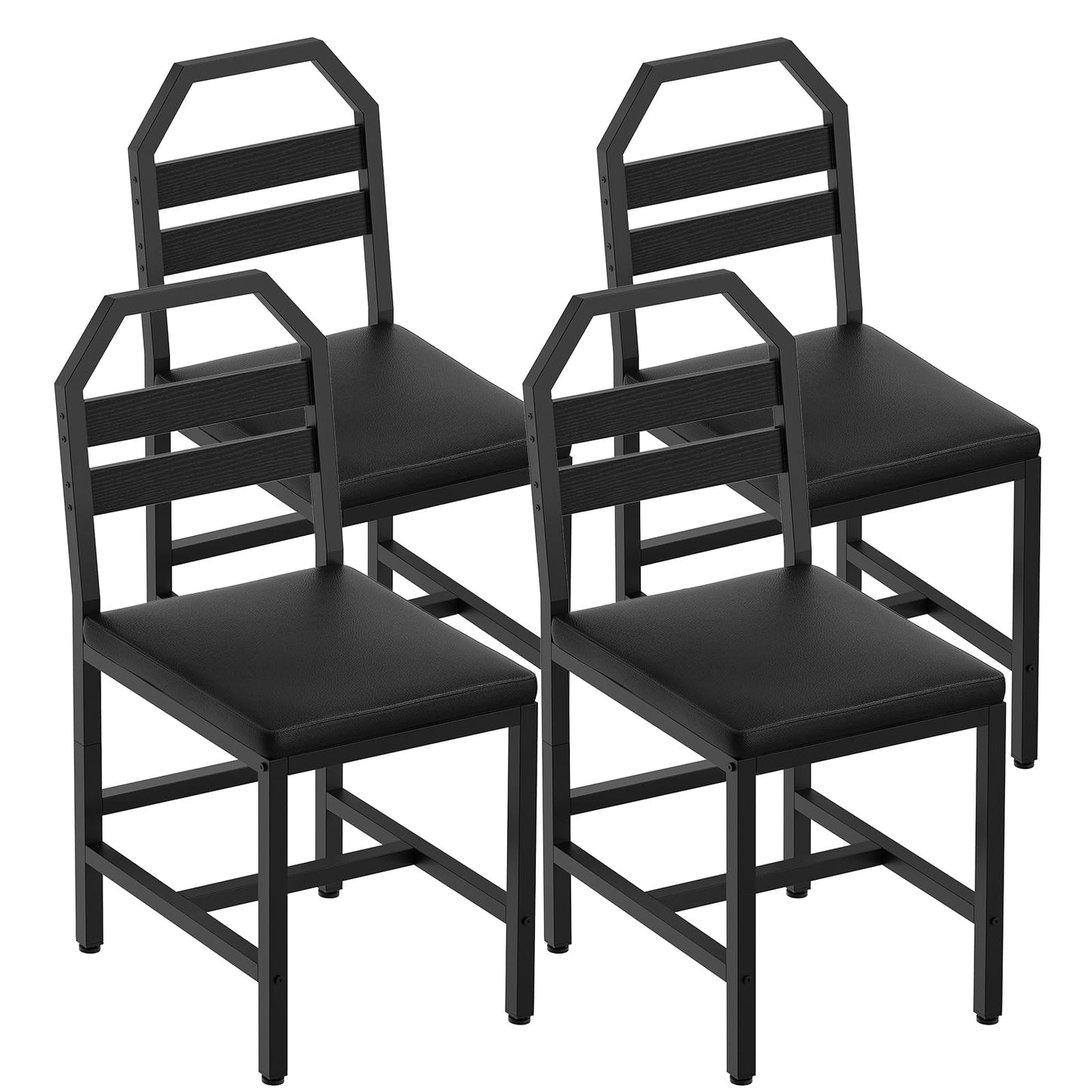 YATINEY Dining Chairs, Kitchen Chairs with Back Support, Upholstered Seat and Metal Legs, for Kitchen, Living Room, Black CY02L4BB