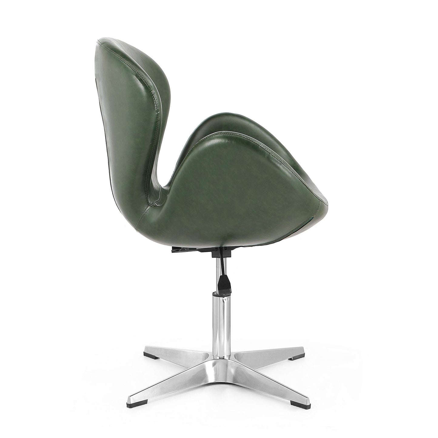 Manhattan Comfort Raspberry Adjustable Swivel Accent Chair Set of 2 with 360° Turn, Polished Chrome Base, Modern Retro Design, Ideal for Living Room and Home Office, Forest Green Faux Leather