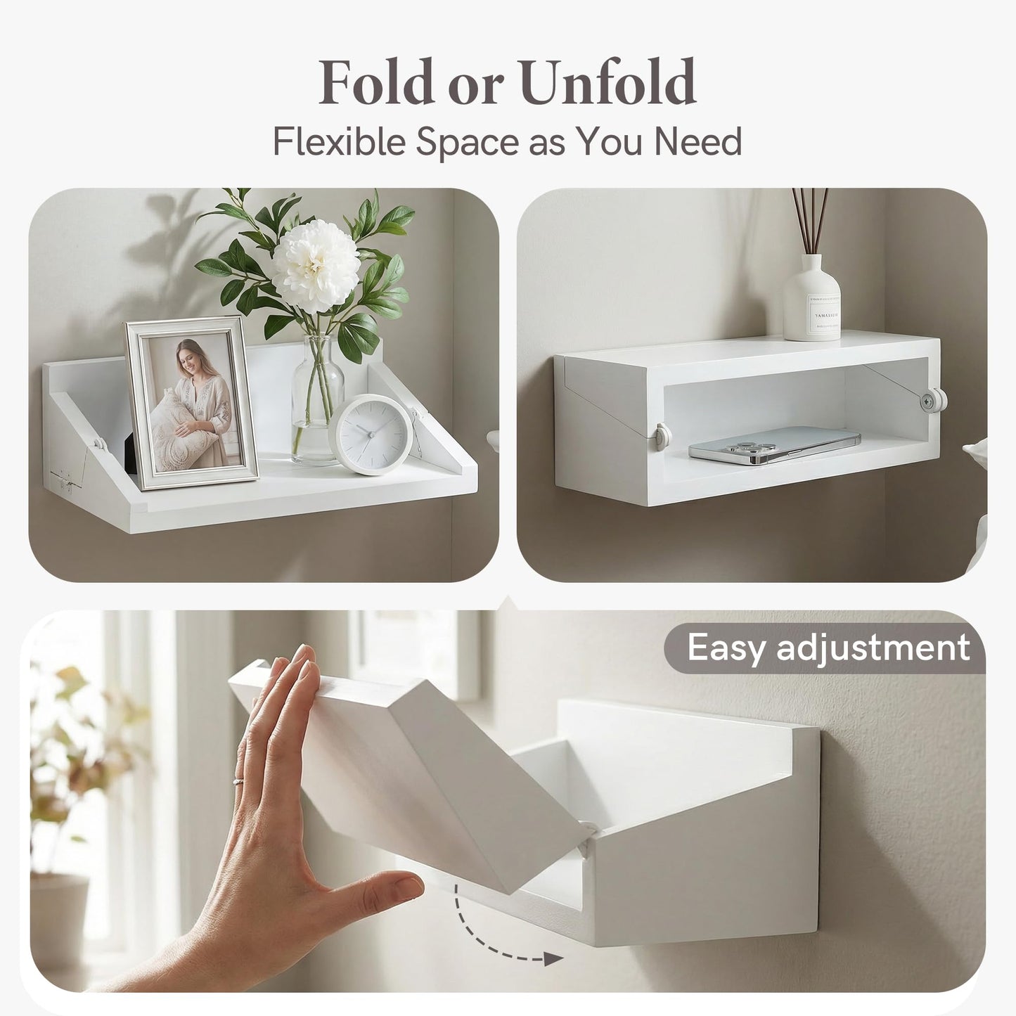 SUMGAR Floating Nightstand White Modern Bedside Table Organiser Fully Assembled Shelf Small Spaces Wall Mounted Storage Pine Wood Furniture for Bedroom Home Decor 13 Inch Wide