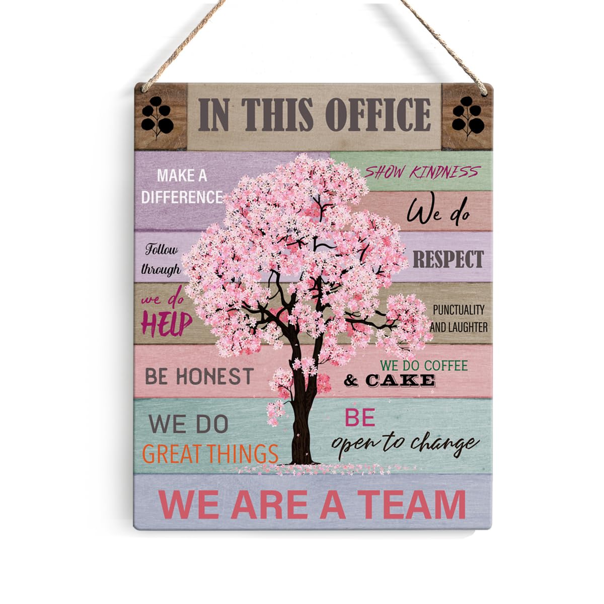 Inspirational Pink Office Decor for Women, In This Office We Make a Difference, Rustic Desk Wall Art, 8×10 Inch Wooden Hanging Sign, Motivational Home Office Decoration