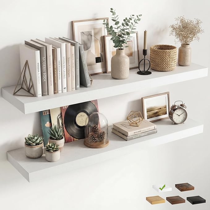 12 inch Deep Floating Shelves for Wall, 55 inch Wide Engineered Wood Wall