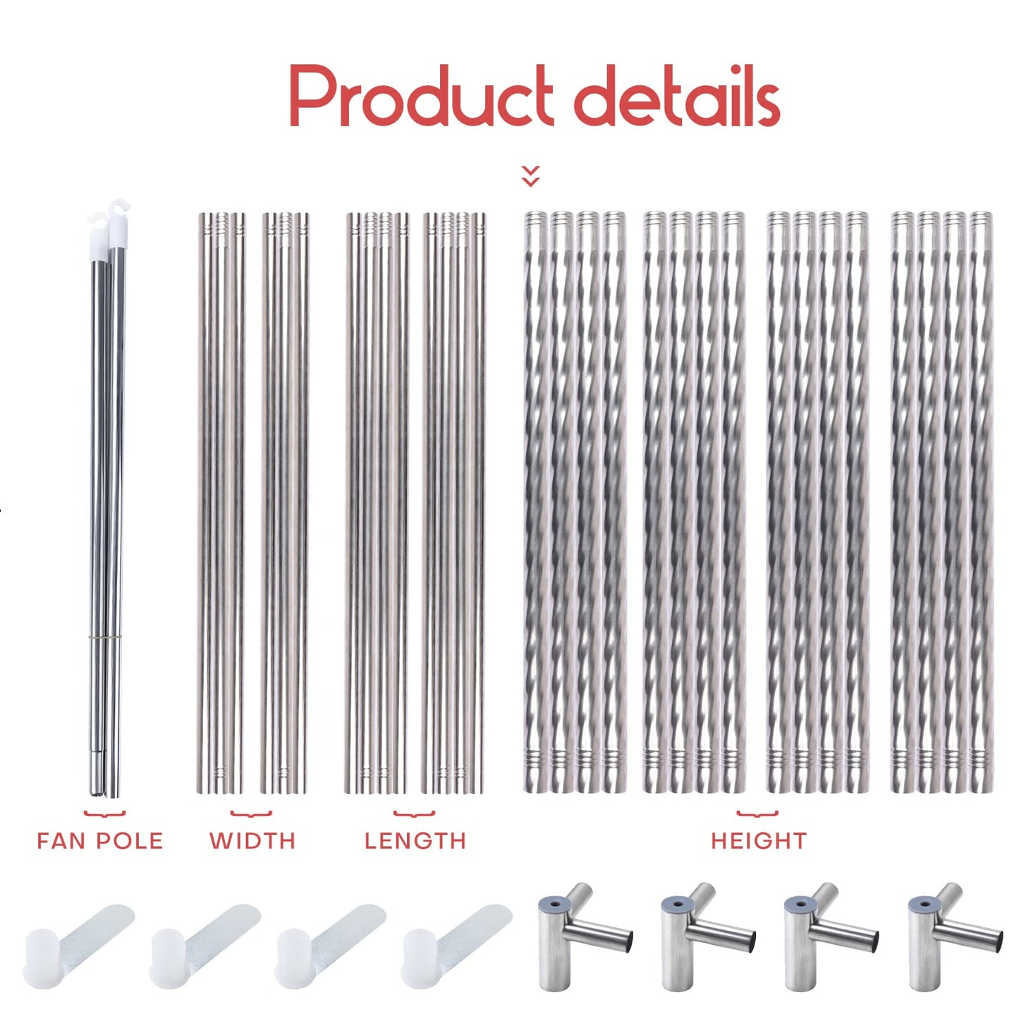 Foreate Canopy Bed Frame Stainless Steel Full Size Bed Canopy Frame & Bed Poles, Fit for Four-Corner Bed and Mosquito Curtains, Full (Silver)