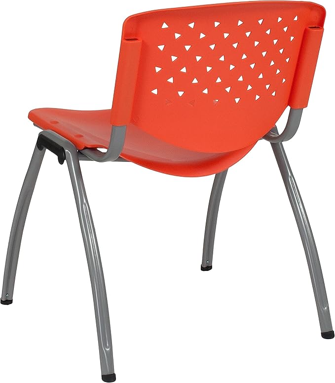 Flash Furniture HERCULES -5 Pack 880 lb. Capacity Orange Plastic Stack Chair |