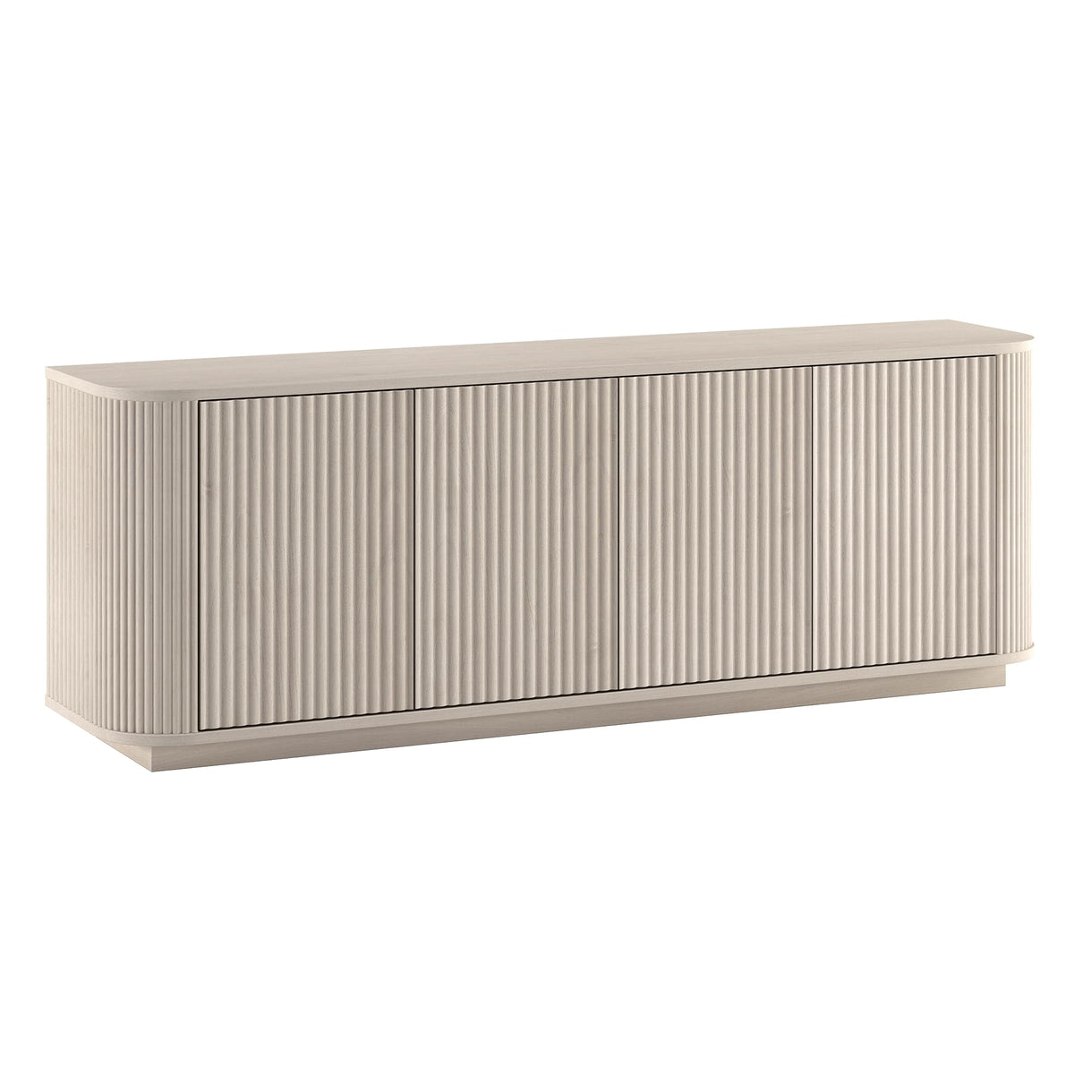 Henn&Hart Fluted TV Stand for TVs up to 75" with 2 Storage Cabinets with an Adjustable Shelf for Living Room, Family Room, or Office, Beech White
