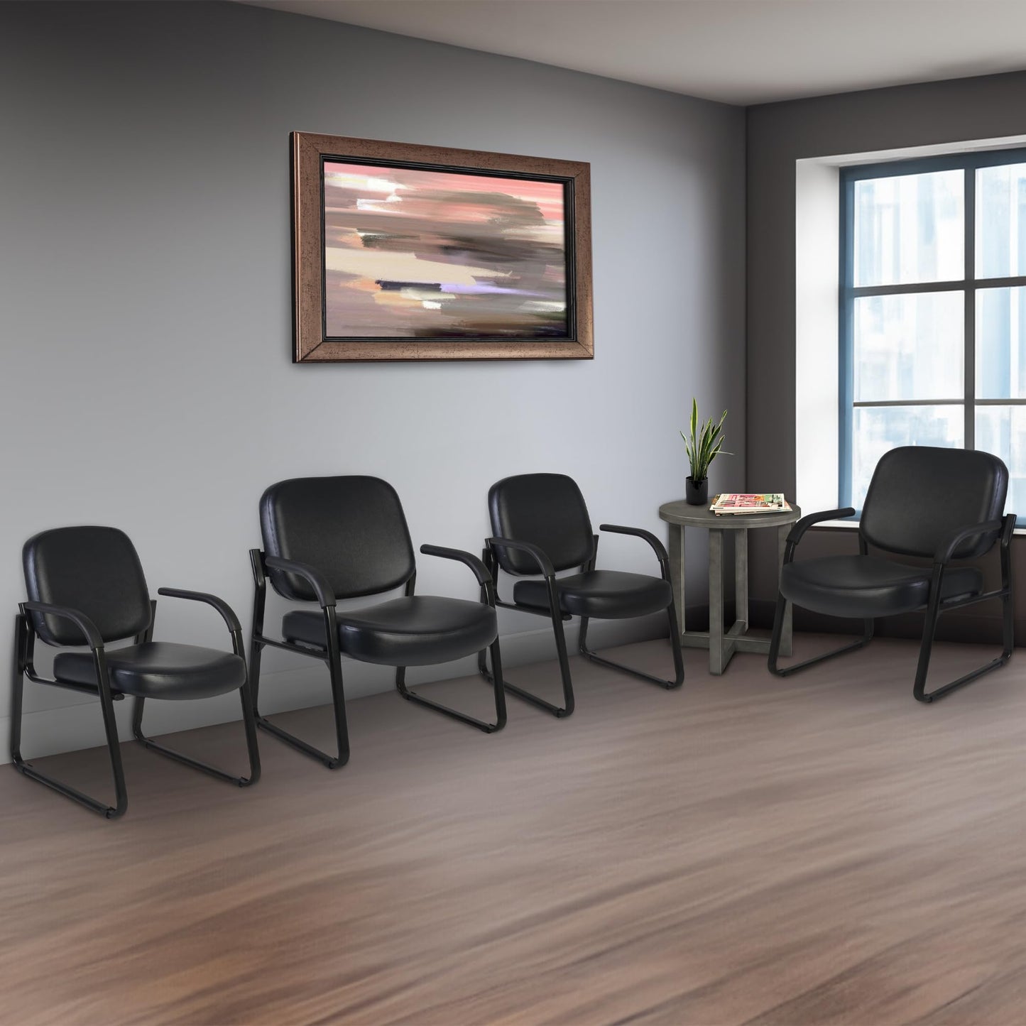 Romig Victor Big & Tall 400 LBS Guest and Reception Chair with Arms, Vinyl - Black