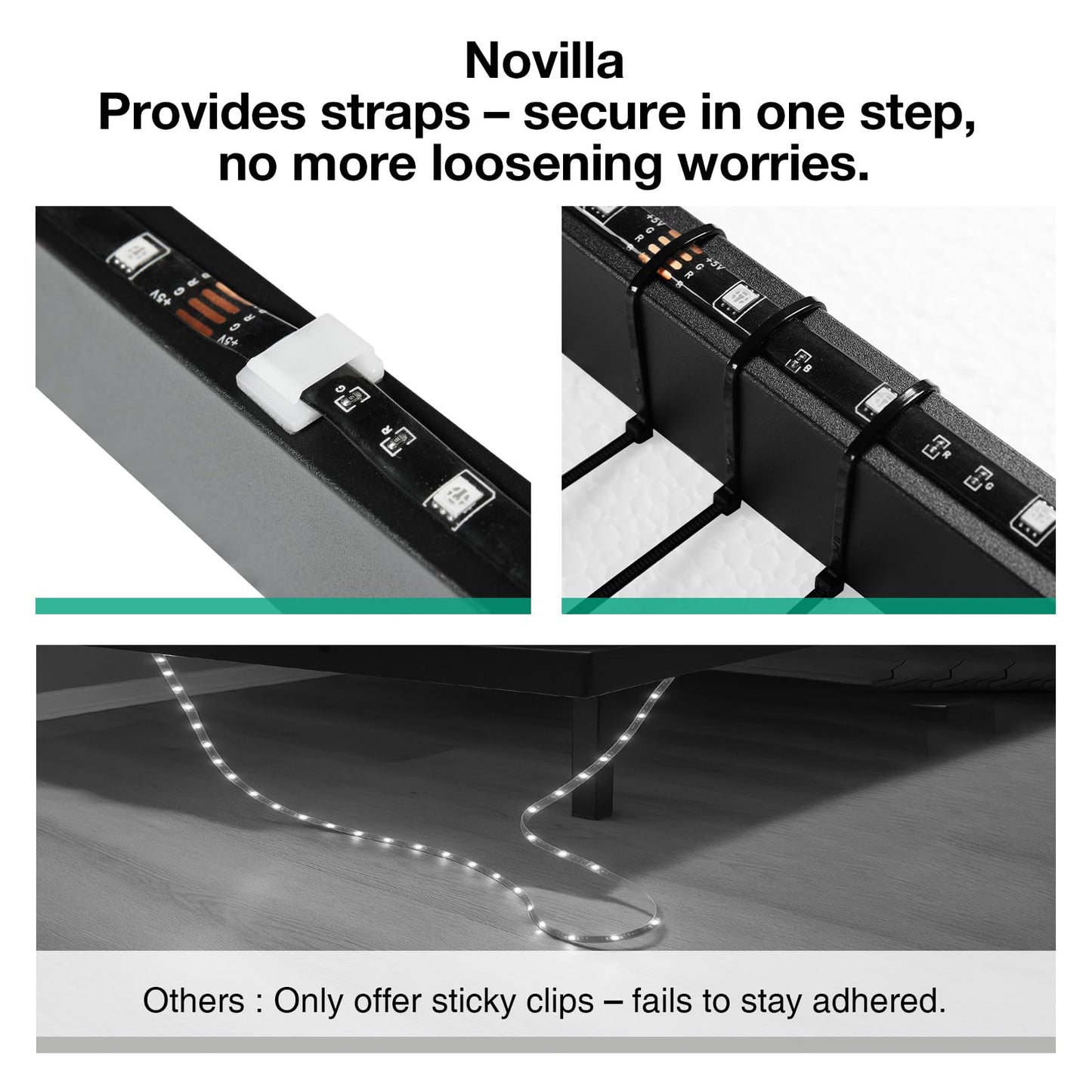 Novilla Floating Bed Frame with LED Lights, Modern Platform Full Size Bed Frame with Mattress Slide Stopper, Easy Assembly, No Box Spring Needed, Noise Free