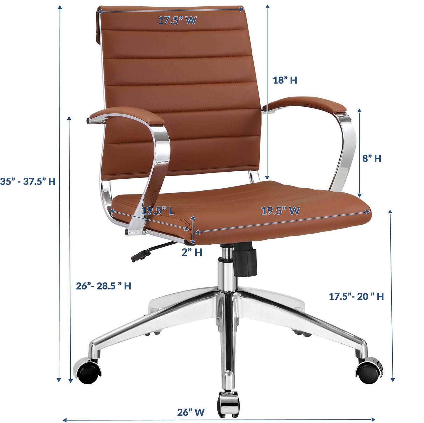 Modway Jive Ribbed, Mid Back Office Chair, Terracotta