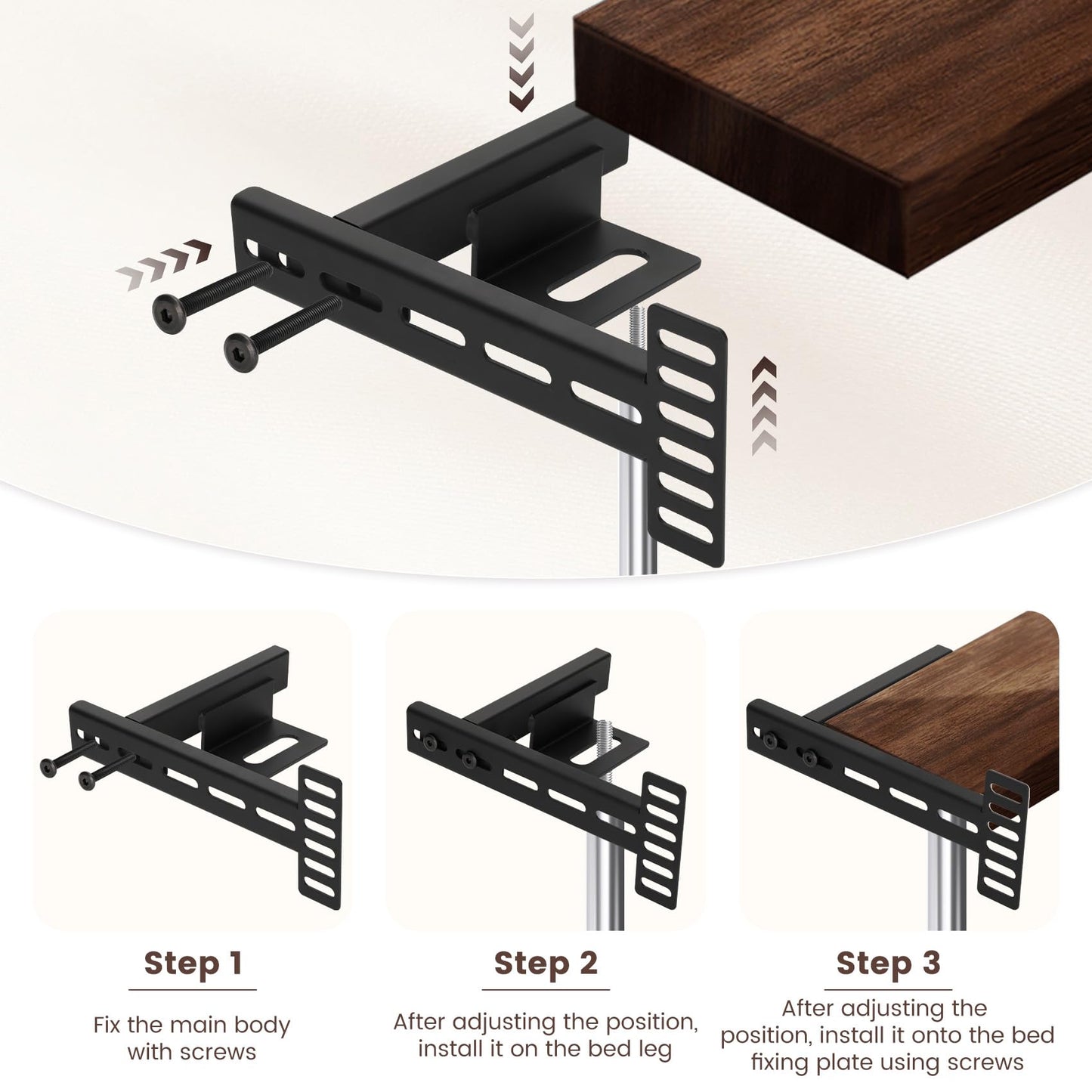 Thickened Headboard Brackets For Metal Bed Frame, Suitable For Double Bed, Standard Beds, Queen Beds, And King Bed, Adjustable Headboard Brackets With Footboard Extension Kit, Matte Black , 2 PCS