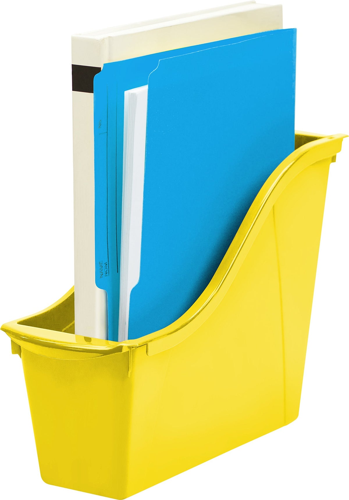 Storex Small Book Bin – Interlocking Plastic Organizer for Home, Office and Classroom, Yellow, 6-Pack (71112U06C)