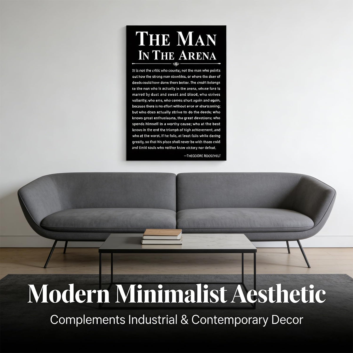 Office Inspirational Canvas Wall Art The Man in the Arena Painting picture Wall Decor Motivational Positive Quote Poster Print Artwork Gift for Men&Women Office Home Decoration 12x16 in Black Canvas
