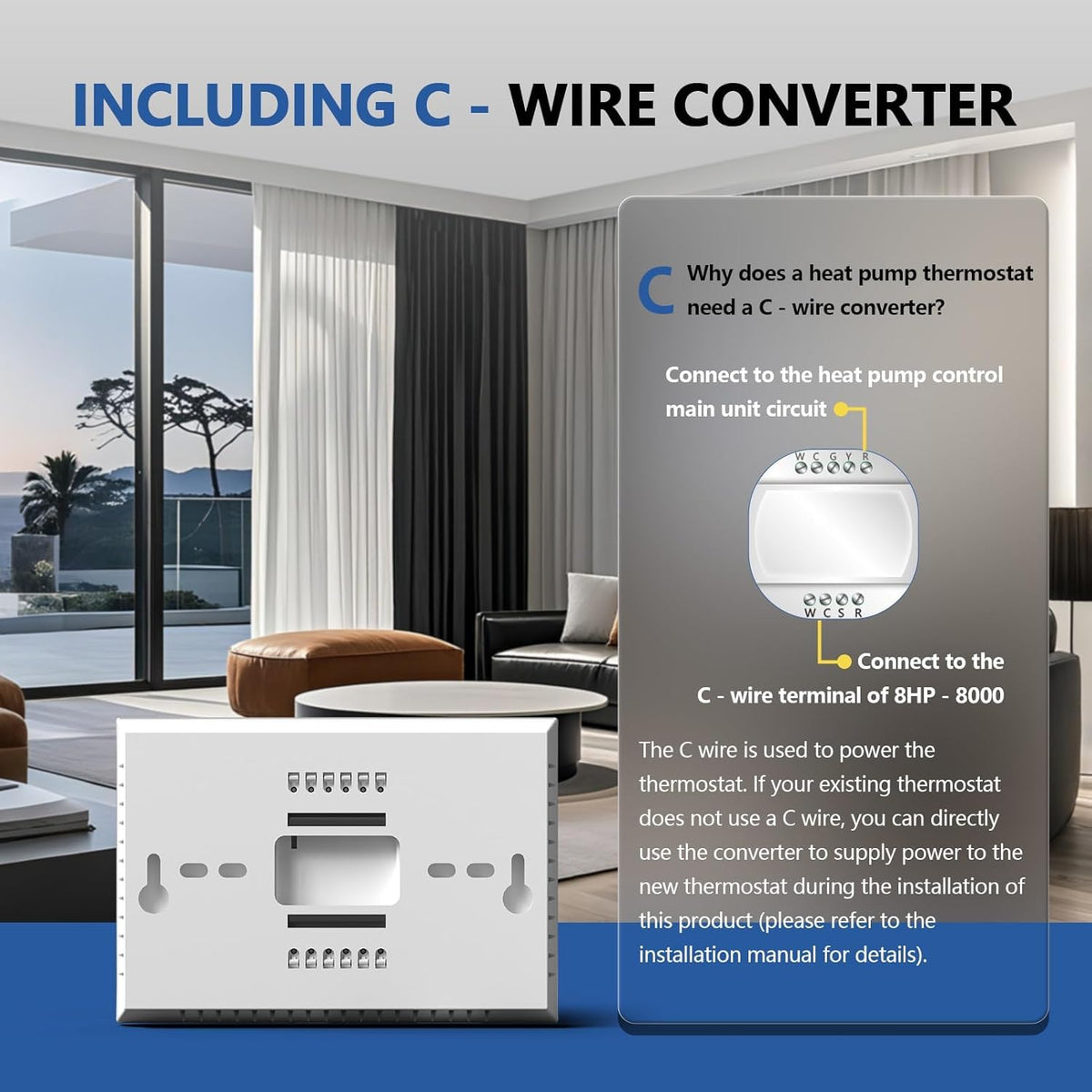 BSEED WiFi Smart Thermostat for Home - Touch Screen, Energy Saving, 7-Day Programmable (Holiday Mode), Easy DIY, Works with Siri/Alexa/Google, Black（C-Wire Adapter Included）
