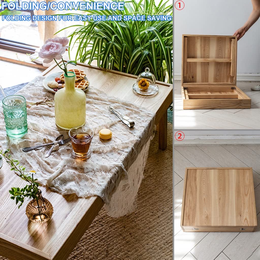GHHDPXM Japanese Style Folding Wooden Floor Table for Living Room and Office Zen Tea Table for Floor Sitting and Cocktail Table for Small Spaces