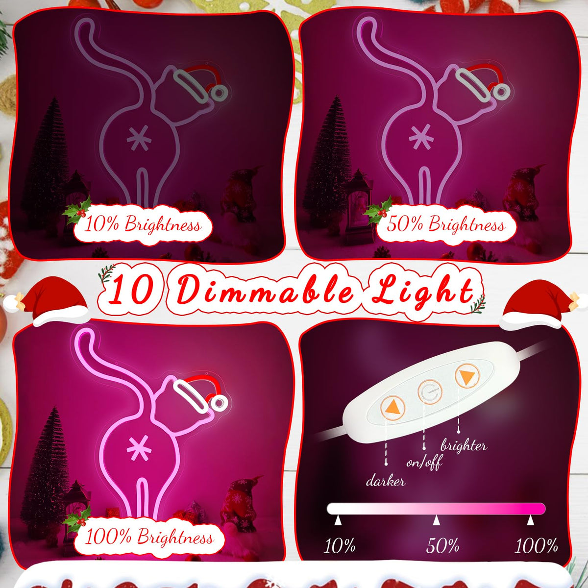 FuugZze Christmas Neon Signs for Wall Decor Black Cat Neon Lights Christmas Led Sign for Bedroom Wall Dimmable Black Cat Light Up Signs for Party Wall Room Home Decor Gift