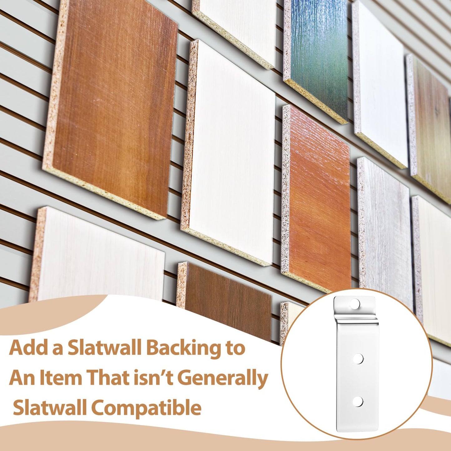 Otoolling 20pcs Slatwall Metal Plate Mount Backplate Mounting Adapter to Make Items Slatwall Compatible Heavy Duty Steel Bracket with 3 Pre-drilled Holes Backplate for Secure Displays (Silver)