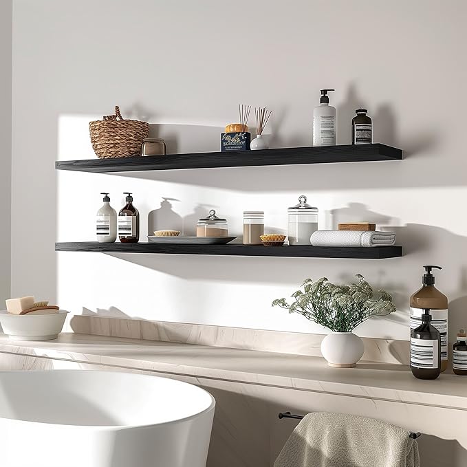 YYWUOJJ Wood Floating Shelves for Wall Decor, Rustic Wall Shelves for Bedroom
