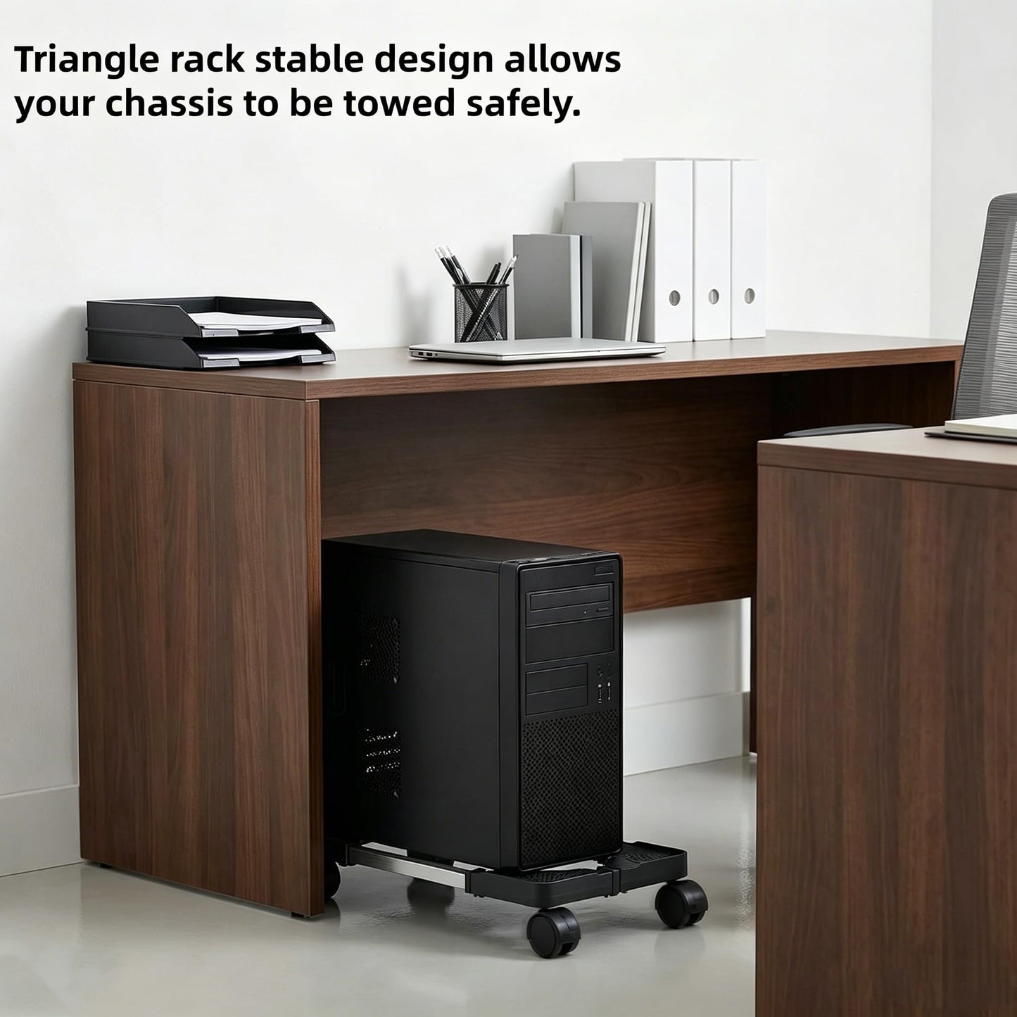 MshinbeAmy Desktop Computer Tower Rolling Holder, Mobile CPU Stand with 4 Caster Wheel & Adjustable Width Fits Most Desktop Towers - Desktop CPU Holder Cart Riser