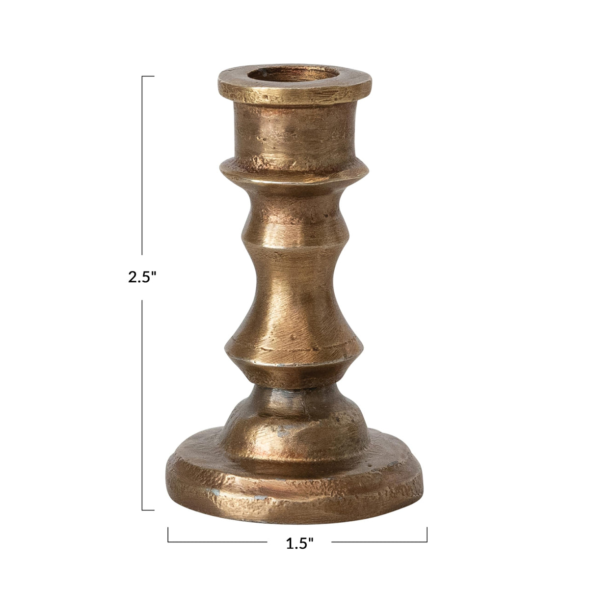 Creative Co-Op Small Antique Cast Aluminum Taper Holder, Gold