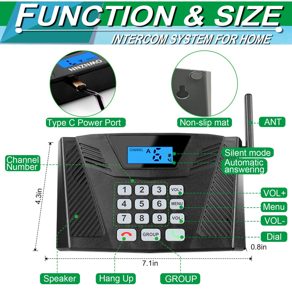 SANZUCO Intercoms Wireless for Home, Upgraded 5300ft Intercom 9 Channel 2 Code, Full Duplex Hands Free Talk Wireless Intercom System for Home Elderly Office with Auto Answer(6Packs, Black)