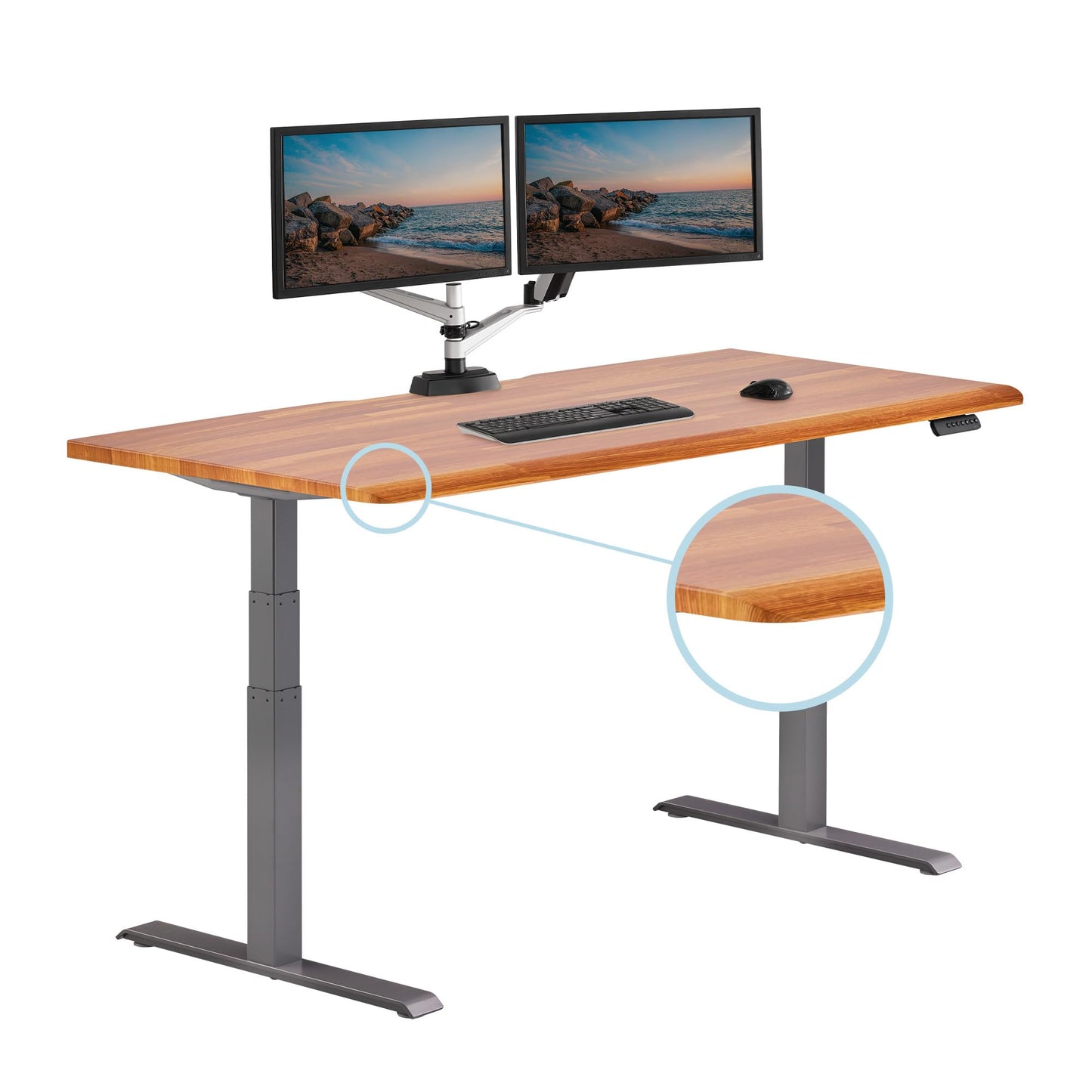 Vari ComfortEdge 72x30 Inch Electric Standing Desk – Height Adjustable Large Office Sit Stand VariDesk with Sloped Edge, Memory Presets, 180 LB Capacity + Tool-Free Assembly (Butcher Block)