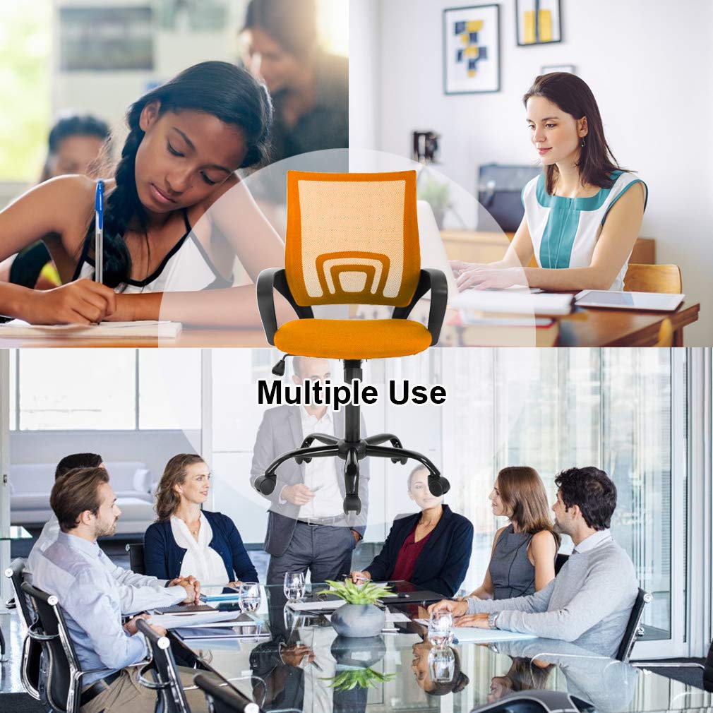 Office Chair Desk Chair Mesh Computer Chair Back Support Modern Executive Adjustable Chair Task Rolling Swivel Chair for Women,Men(2 Pack) (Orange)