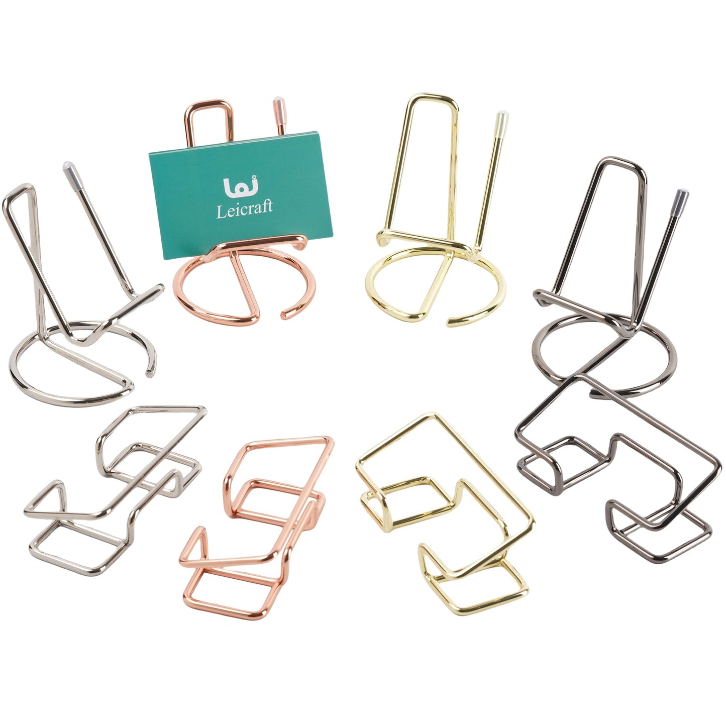 Leicraft Business Card Holder for Desk, Cute Metal Card Organizers and Office Desk Accessories for Men and Women (Golden)
