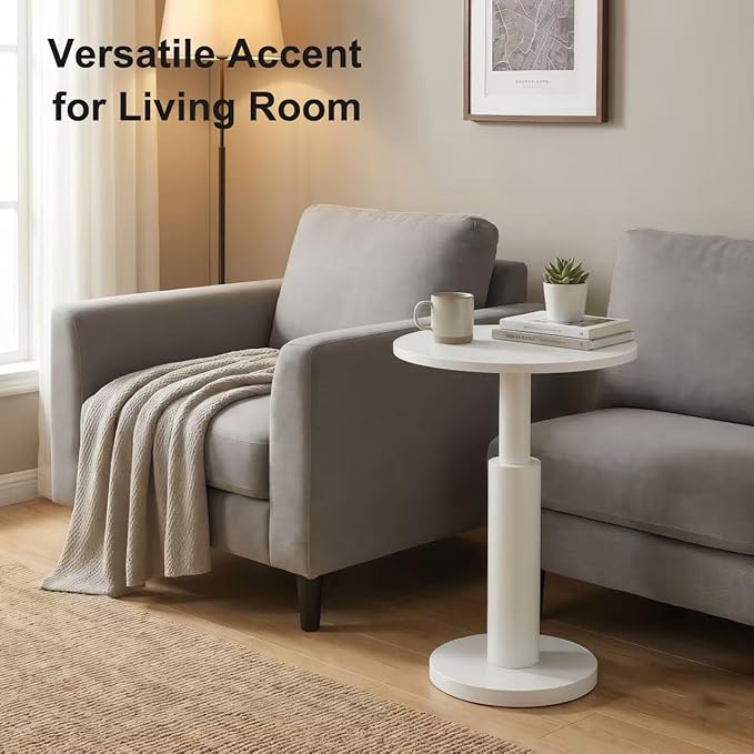 LAATOOREE Round Side Table, Accent Drink Coffee Table, Spacious Top, Thick