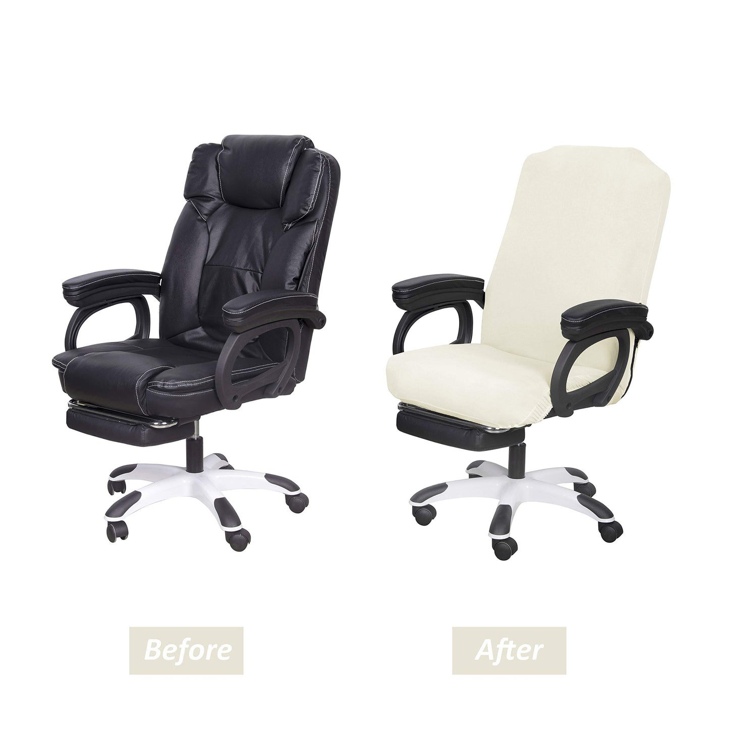 SARAFLORA Office Chair Covers- Medium, Ivory- Removable Computer Chair Covers for Office Chair with Zipper for Universal Rotating Chair Desk Chair Cover Chair Seat Washable Protector for Pets