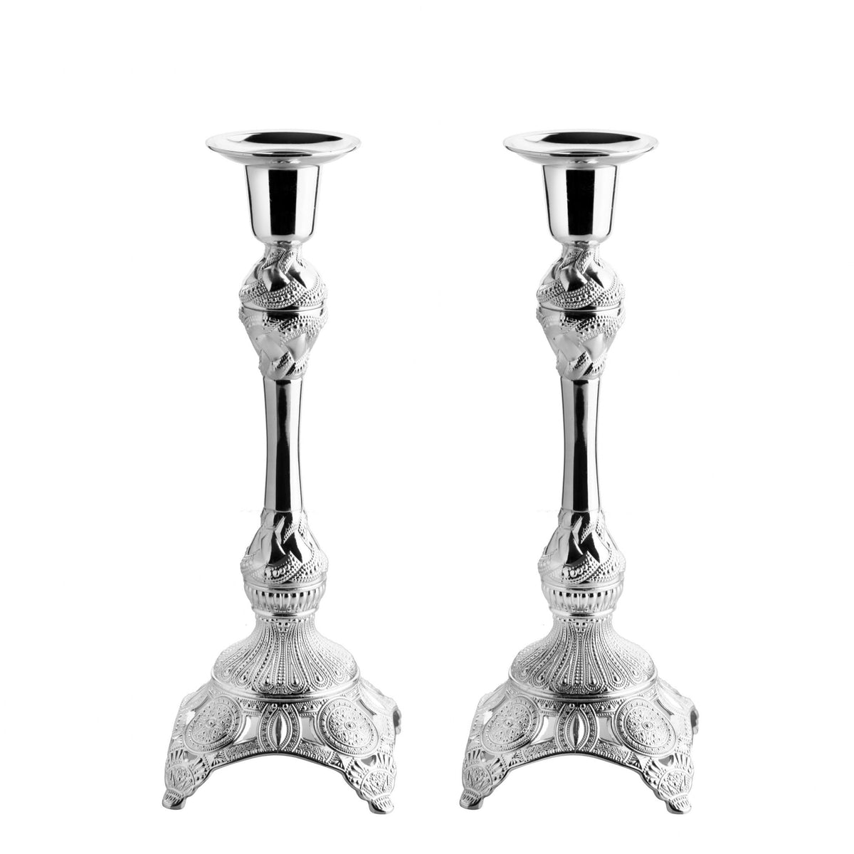 Alisveristime 2-Piece Candle Holder Set - Medium Size Decorative Zamac Candlesticks for Elegant Home Decor (Gold & Silver) (Silver)