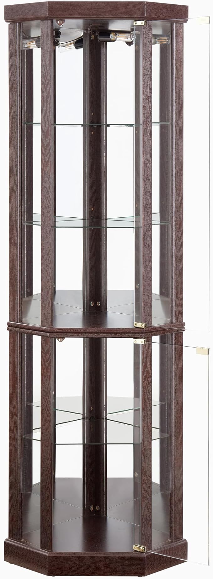 Corner Curio Cabinet, 150lbs Heavy Duty Glass Display Cabinet