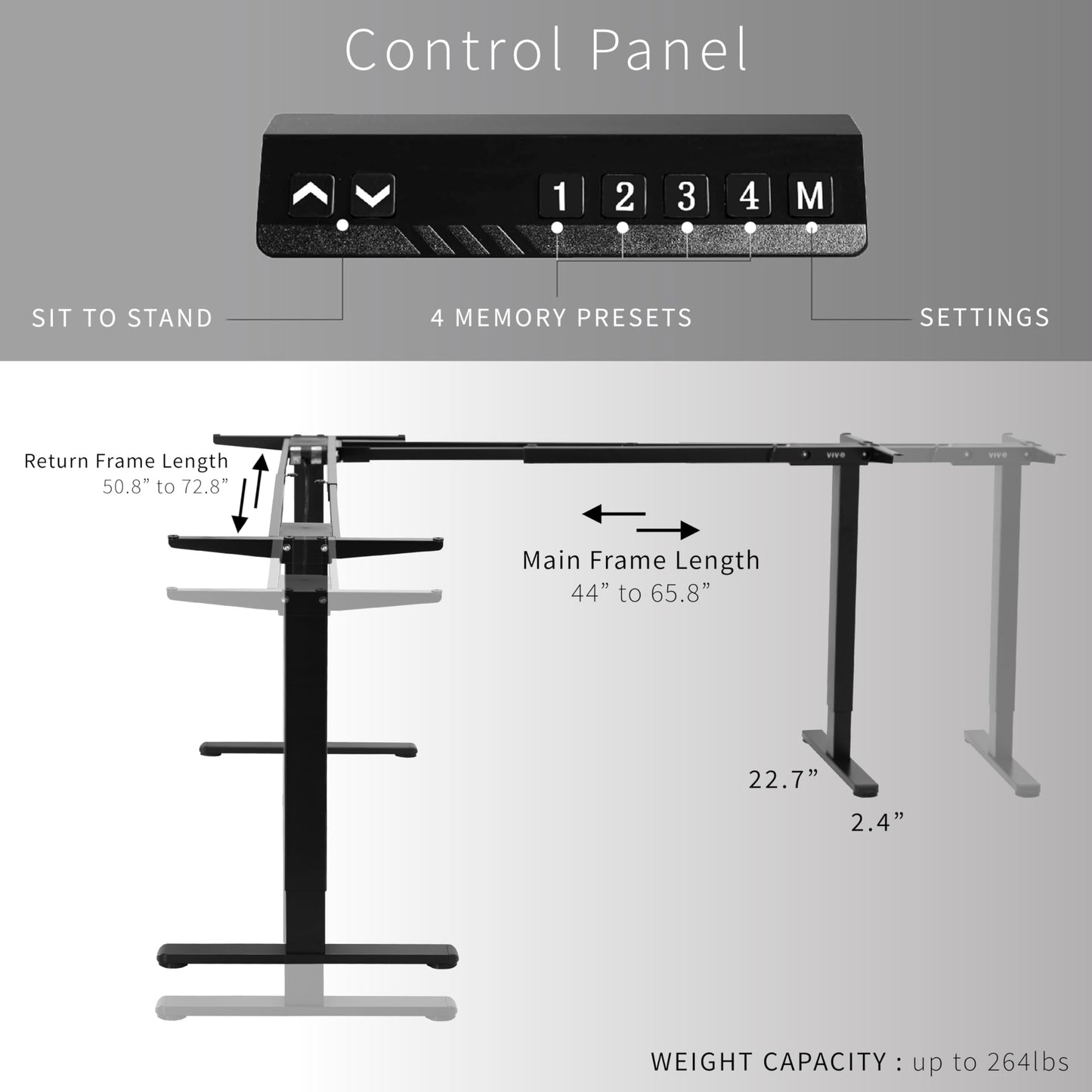 VIVO Electric Multi-Motor Height Adjustable Corner 3 Leg Standing Desk Frame, Sit Stand Ergonomic L Frame with Push Button Controller, Black, DESK-V123EB